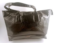 BORSA DONNA CALVIN KLEIN CK  PVC NERO LUCIDO SHOPPER GRANDE CON MANICI TRACOLLA
