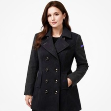 Superdry Wool Pea Coat Nero