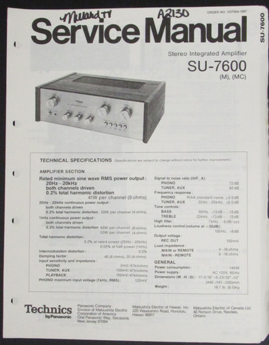 Technics panasonic 7600 - by, su-7600