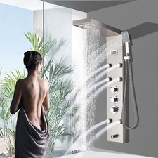 pannello doccia termostatico acciaio inox cascata pioggia idromassaggio colonna 