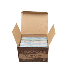 Vintage Bar Ware Box Cell-O-Core Stir Straws Multicolor 5.5" Approx 1000 NOS '63