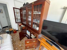 ARMADIO STILE VECCHIA MARINA  COMPOSTO DA VETRINETTA, SEDIE,TAVOLO E TAVOLINETTO