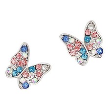  1 paio di orecchini a farfalla con strass, orecchini decorativi, orecchini a