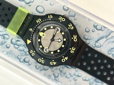 Vintage Swatch Scuba Diving SDB 102 Shamu Black Wave nuovo + mai indossato + scatola