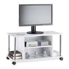 Relaxdays 10021865 Mobile TV Bianco, con 4 ruote, Carrello Porta Televisore in L