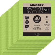 Wowables XL Strofinacci Svedesi, 30 Panno Pulizia Eco Riutilizzabili, 11" X 10", Ultr
