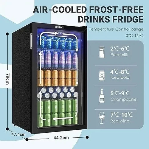 Frigo 90l porta - vetro, per