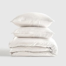 Set copripiumino Quince bambù biologico King Cal King bianco nuovo senza etichette