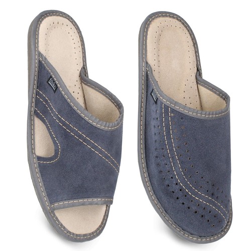 Pantofole uomo pelle blu