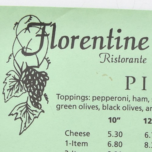 Menù ristorante pizza
