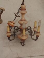 Lampadario legno e ottone 6