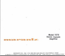 Marantz manuale utente owner's manual per Model 1070 Amplifier Copy