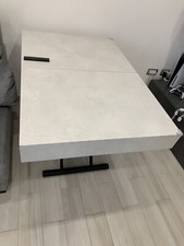 Tavolo Trasformabile Tavolino Salvaspazio Alzabile Color Grigio.