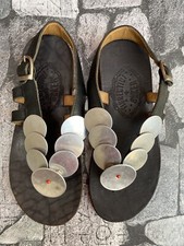 FIORENTINI+BAKER Sandali slides in pelle nera con piastrelle di metallo 36 US 6.