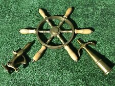 Volante In Bronzo Con Acceleratore E Mezzo Marinaio Per Barca D’epoca