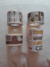 Lotto 4 washi tape nastri adesivi di carta con graffette, clips, spilli