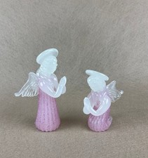 Archimede Seguso Angeli Vetro di Murano Rosa Bianco Coppia 1978 Italia Preghiera MINT