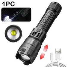 TORCIA LED TATTICA 1600000LUMEN RICARICABILE USB ZOOM IMPERMEABILE MILITARE