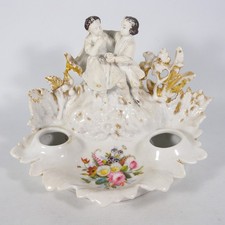 CALAMAIO CENTROTAVOLA D'EPOCA IN PORCELLANA CAPODIMONTE VINTAGE W383