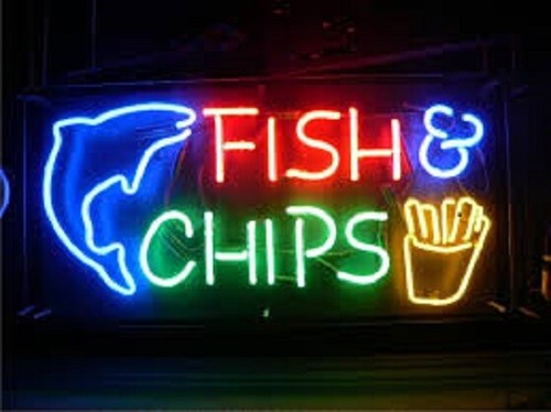 Insegna neon fish - fish, chips