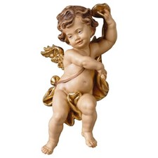 Statua Putto Angelo con Fascia in Legno della Val Gardena Varie Dimensioni