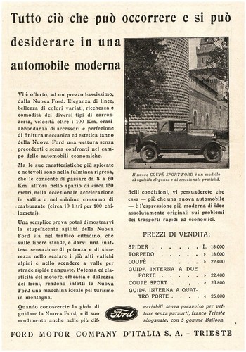 Pubblicita 1928 ford trieste - pubblicita',