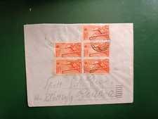 1934 REGNO SERIE CALCIO 5 VALORI SU BUSTA DA ANCONA PER GENOVA