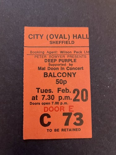 Deep purple ticket - purple, 1973