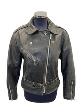 PERFECTO BY SCHOTT N.Y.C JACKET GIACCA DONNA WOMEN VINTAGE GENUINE LEATHER PELLE