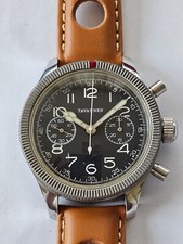 TAVANNES-CRONO-ACCIAIO-MILITARE-RUOTA A COLONNE-LANDERON 39-OVERSIZE(42 MM)-RARO