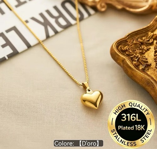 Collana cuore oro acciaio - collana,