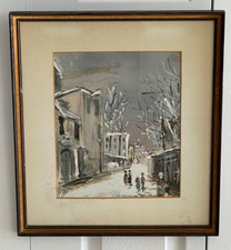 Maurice Utrillo La Vieille Rue Saint-Vicent guazzo incorniciato su carta opera d'arte