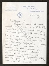 Lettera con autografo del pittore Michele Cascella - Aprile 1931