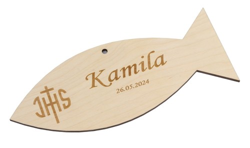 Targhetta pesce in - “pesce”, legno
