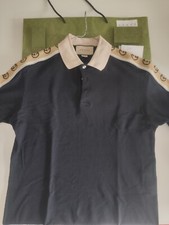 Polo Gucci Uomo Nera Interlocking G Stripe con scontrino ed etichette + borsa