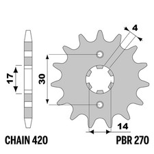 BUCCI MOTO BR1R PITBIKE 125 2006-2007 pignone PBR passo 420 16 Denti