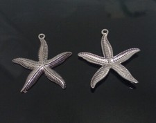 2pz ciondolo stella marina  in acciaio inox 29x27mm colore argento scuro