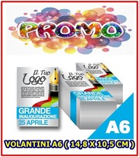 1000 VOLANTINI PERSONALIZZATI A6 ( 14,8 X 10,5 CM) su carta patinata 170 grammi