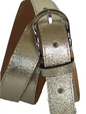 cintura donna VERA PELLE 3cm lucida shine argento oro su misura italy moda