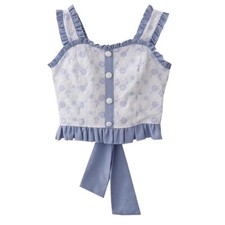 Top Nuovo Slim Con Spalline Ampie, Fiori Ricamati, Fiocco, Rouches E Plissè