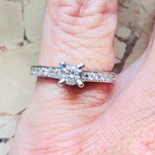 Anello veretta in oro bianco 18 kt 750 con diamanti 0,28+0,24 ct perfetto stato