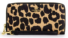 💛Portafoglio Coach lungo con zip e giro - CBT24 oro nero pelle stampa leopardata - Nuovo con etichette