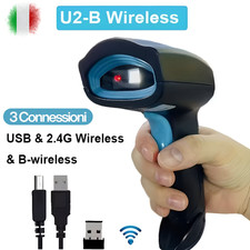 Barcode Scanner U2-B Lettore Codici A Barre Qr Code 2D Wireless 3 Connessioni IT