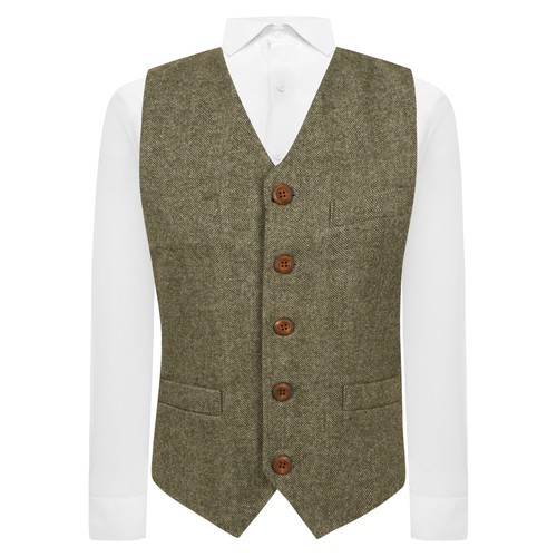 Fern green herringbone - green,