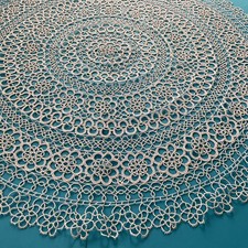 Centrotavola centrino vintage merletto chiacchierino rotondo 88 cm cotone bianco