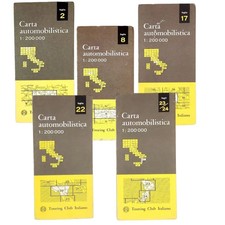5 carte stradali italiane vintage anni 60 Carta automobilistica Touring Club Italiano