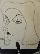 Cesare MAZZA FUTURISMO Mussolini GRETA GARBO (Caricatura) dipinto anno 1934