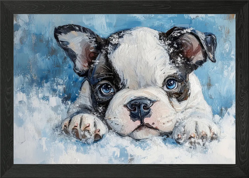 Dipinto olio cucciolo - cucciolo, bulldog