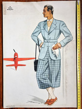 Moda Uomo Anni 30 Figurino Maschile Abito Tempo Libero Eleganza 1936