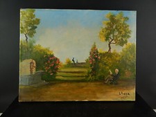 MAESTRO MARIO GACHET NEL SUO GIARDINO DIPINTO DAL SUO ALLIEVO BENA OLIO SU TELA